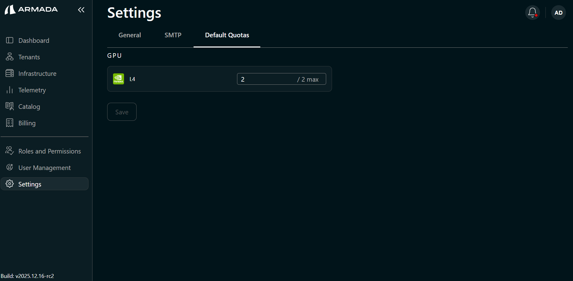 Default Quota settings