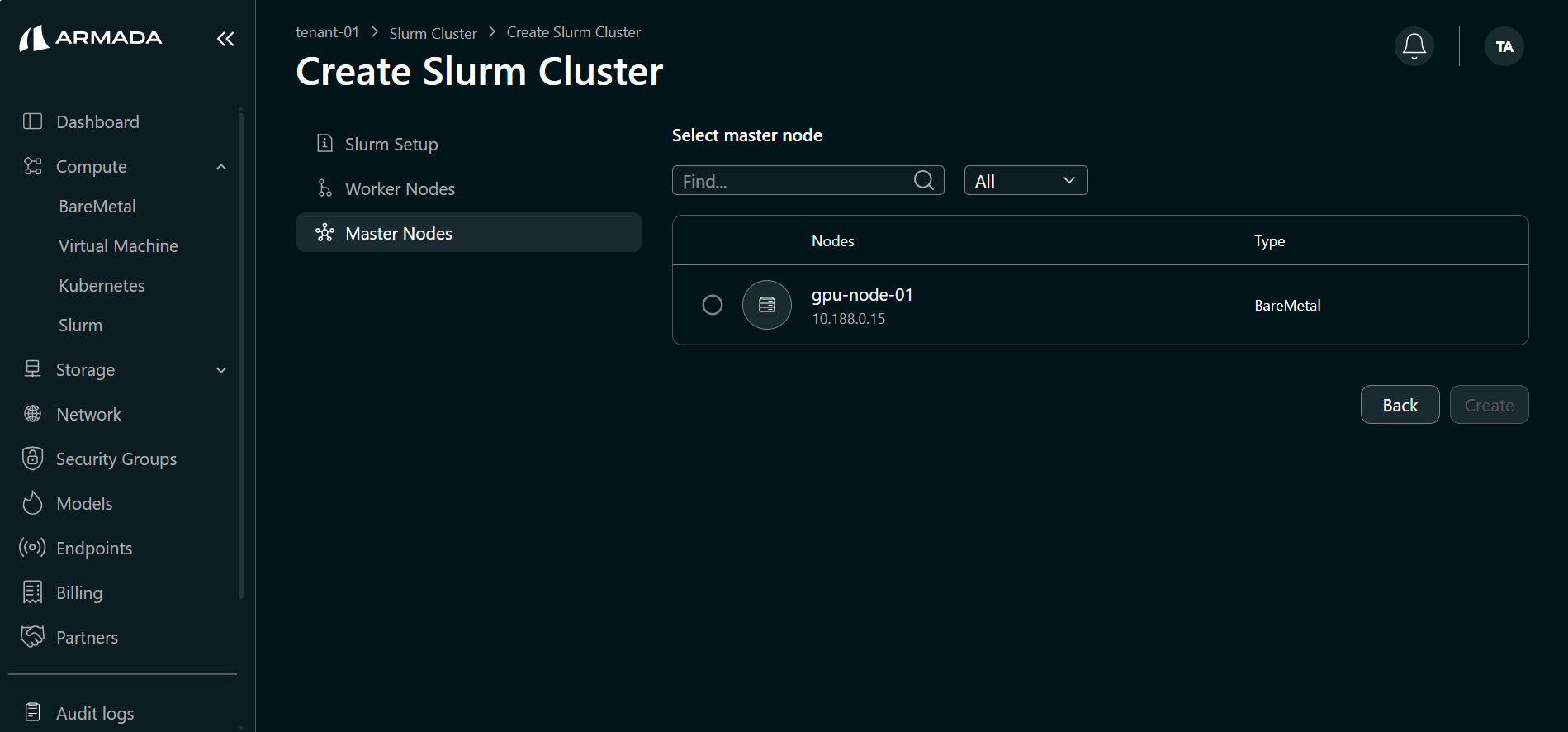 Slurm Master Node