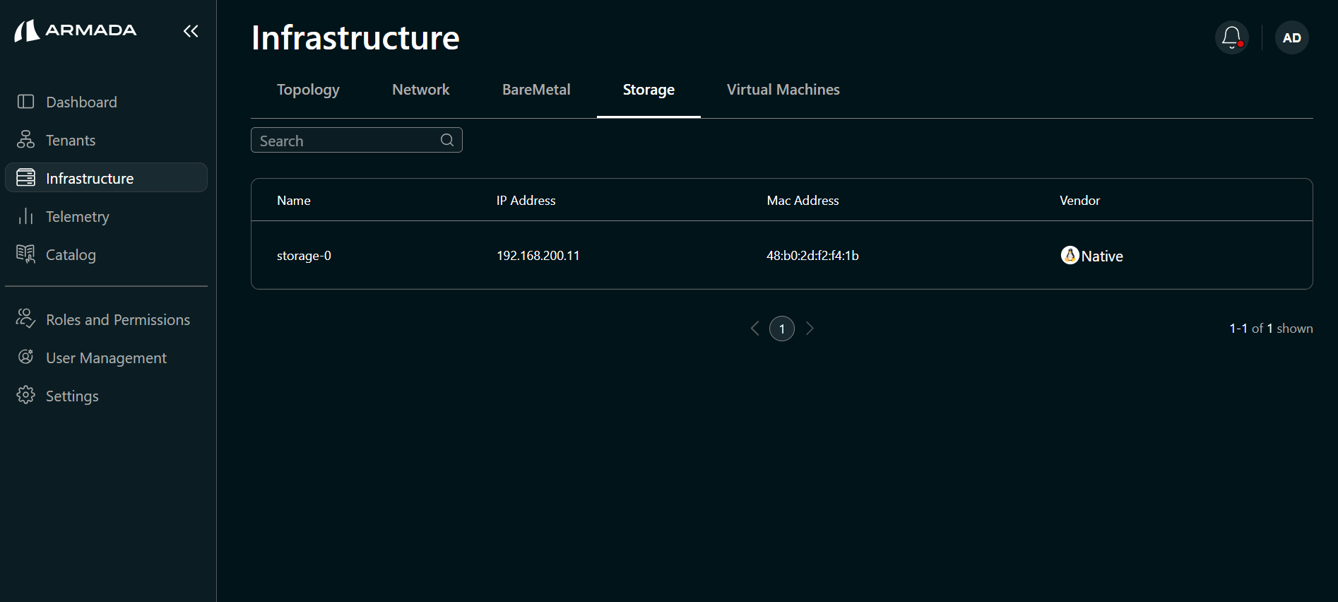 Storage devices list