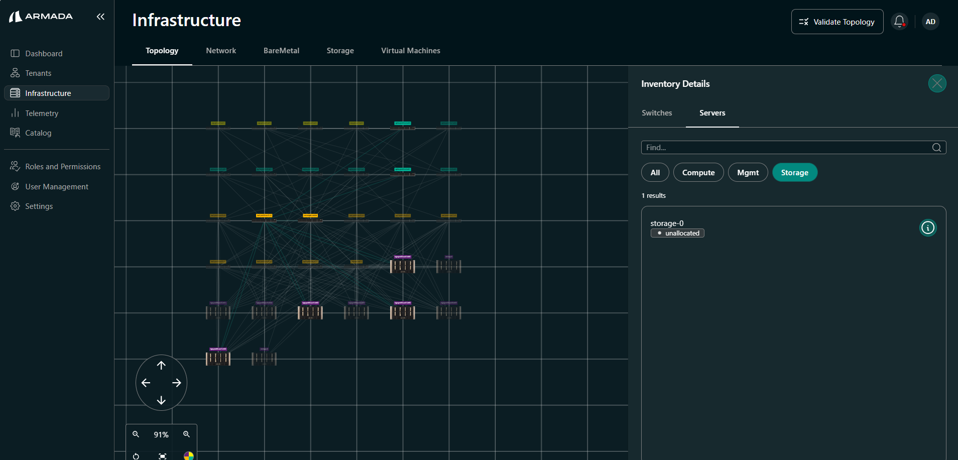 Storage nodes under Storage tab