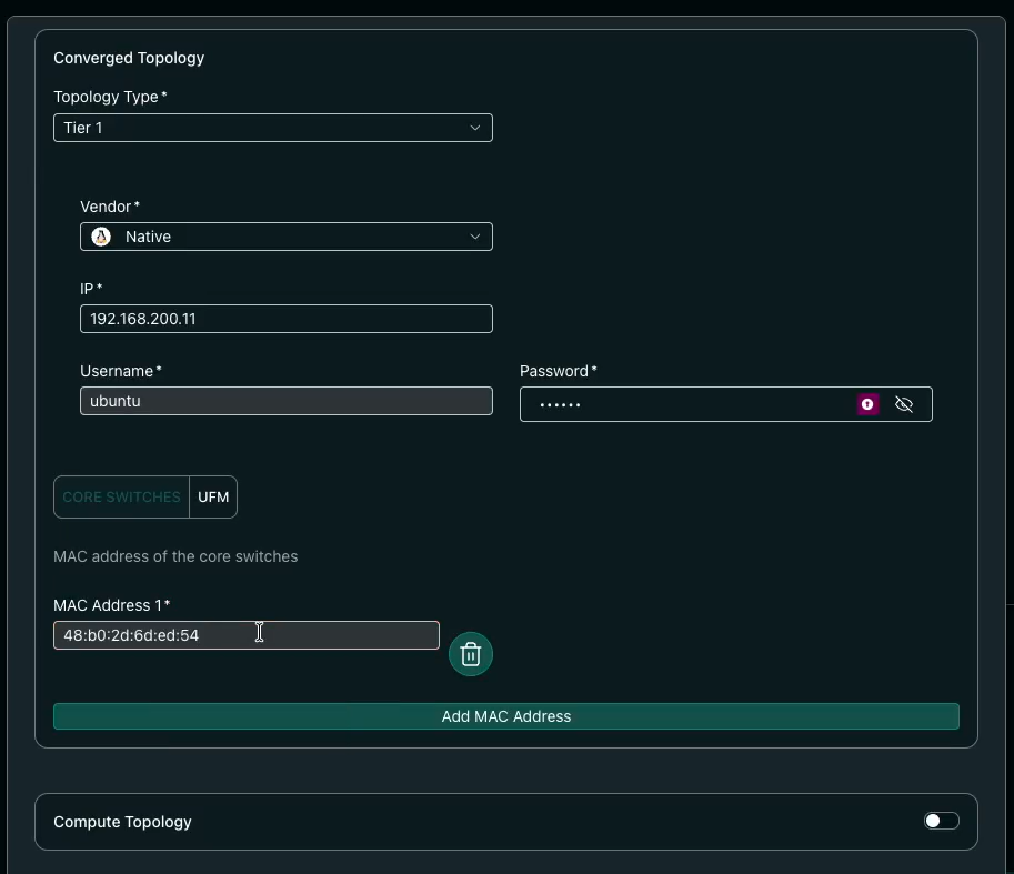 Storage topology input