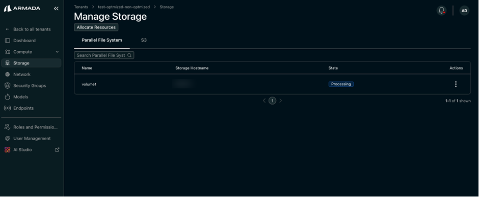 Storage processing state