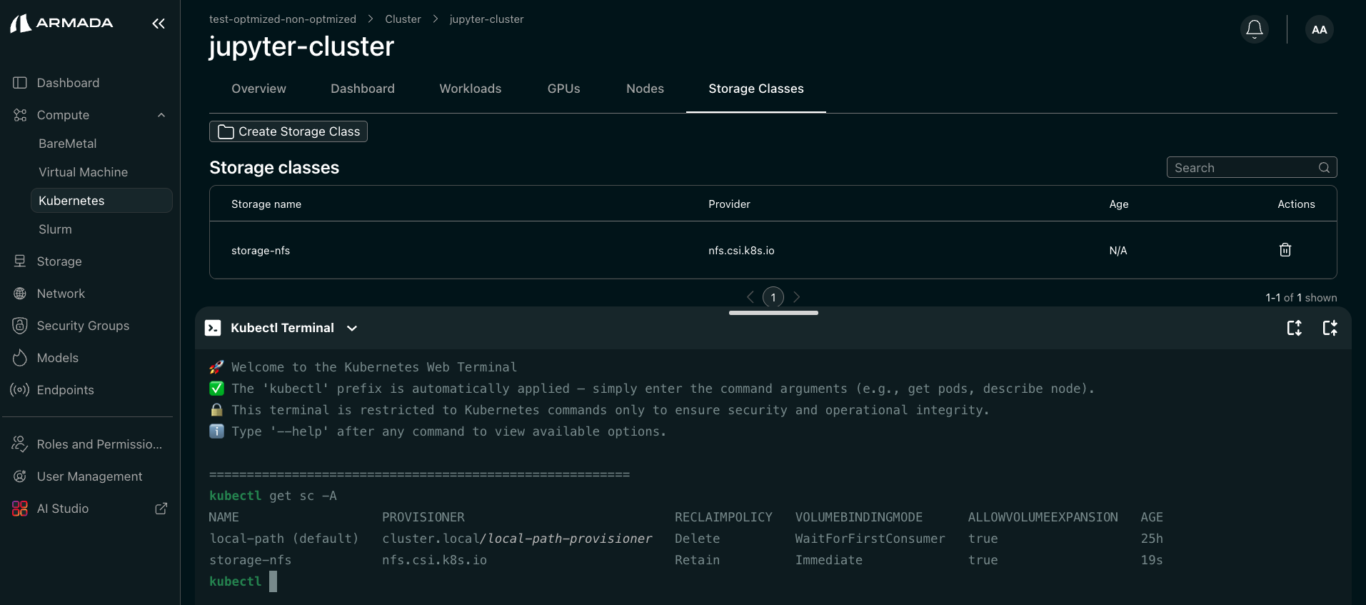 Storage class created