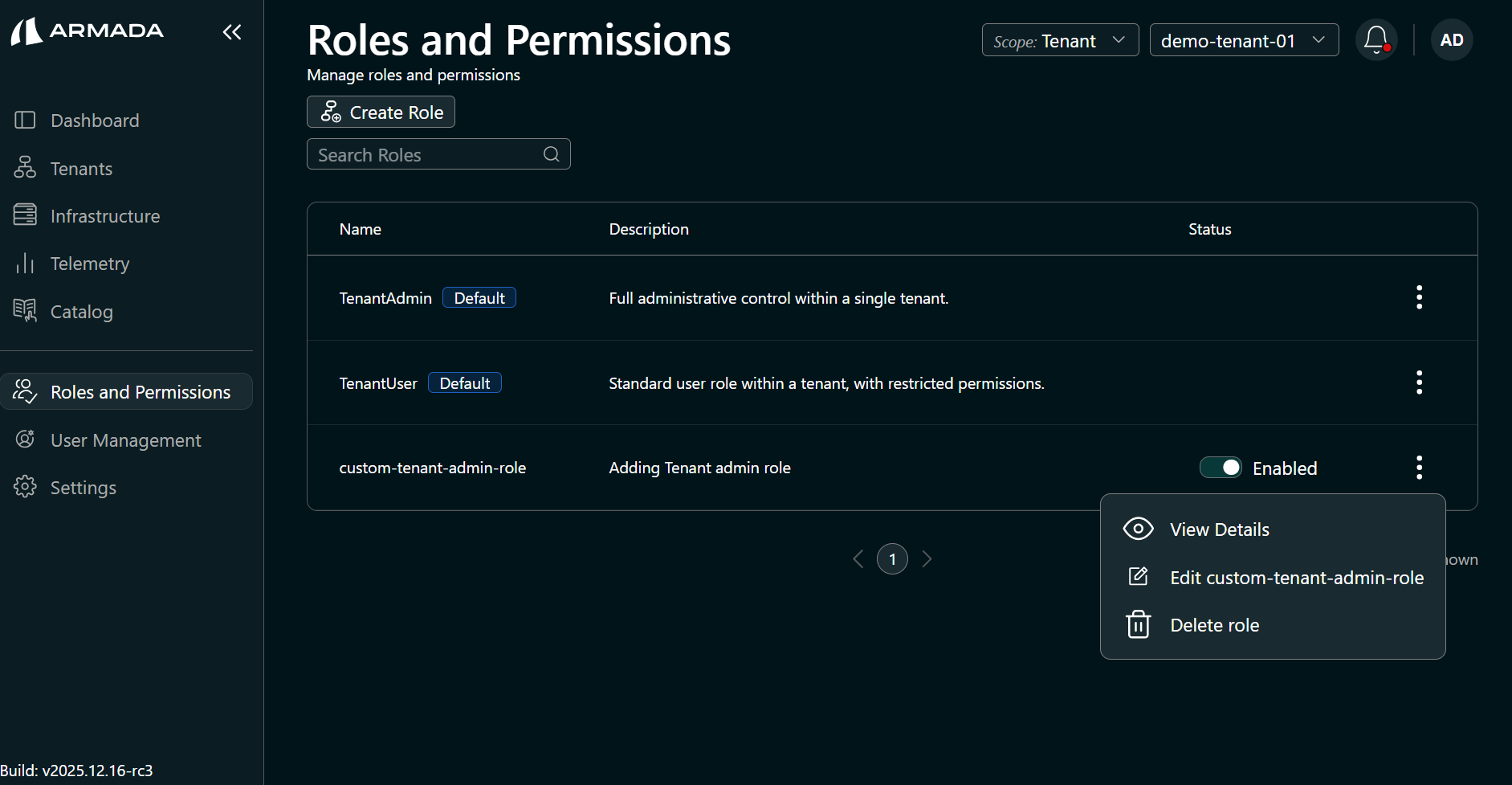 Tenant Admin role — edit