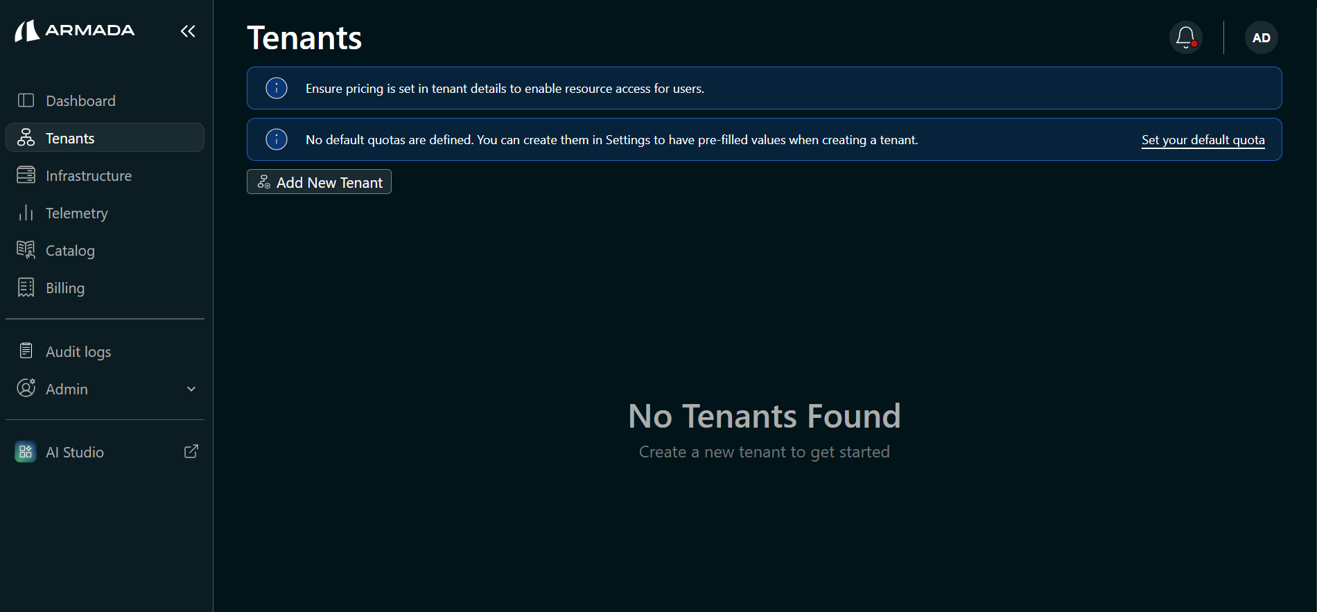Tenant list — after deletion