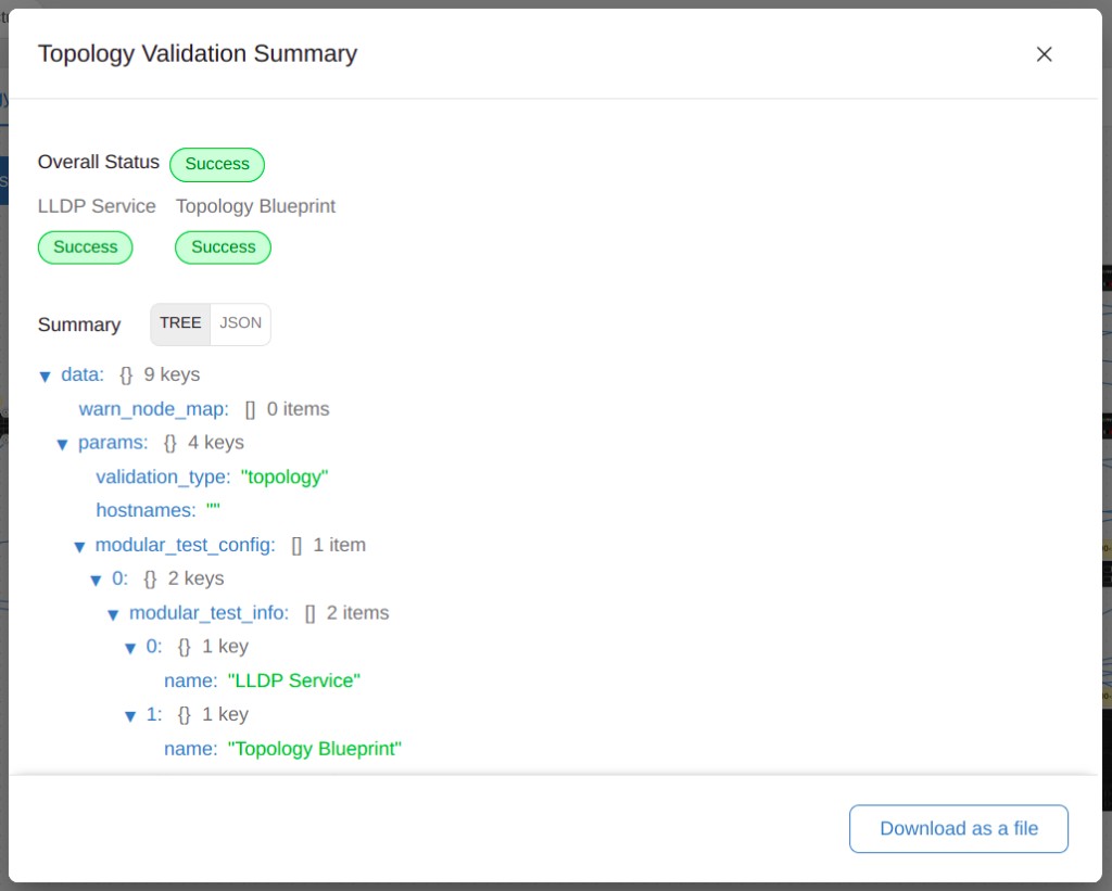 Topology validation — summary TREE view