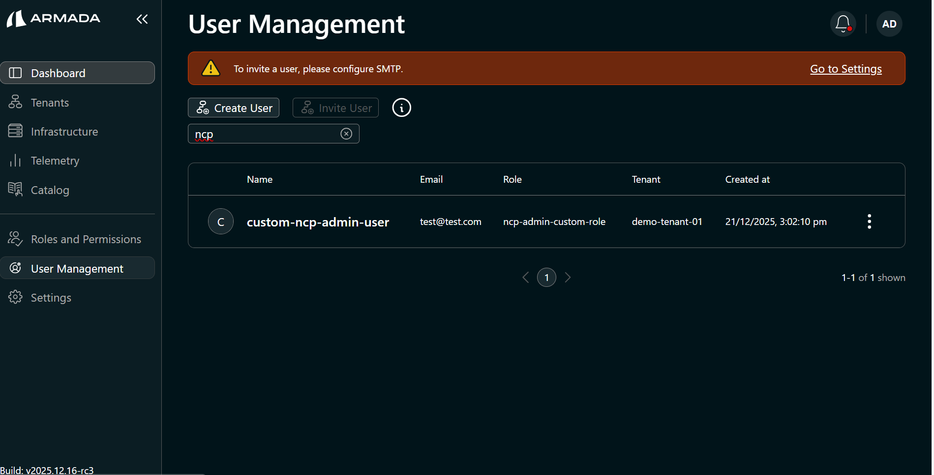 User created with custom role