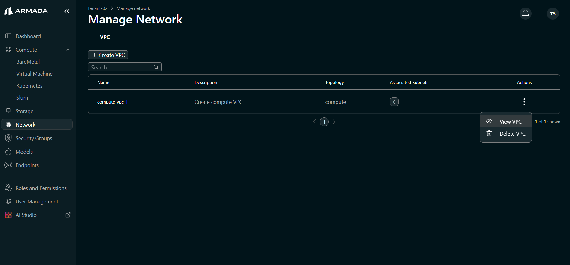 View Compute Subnet