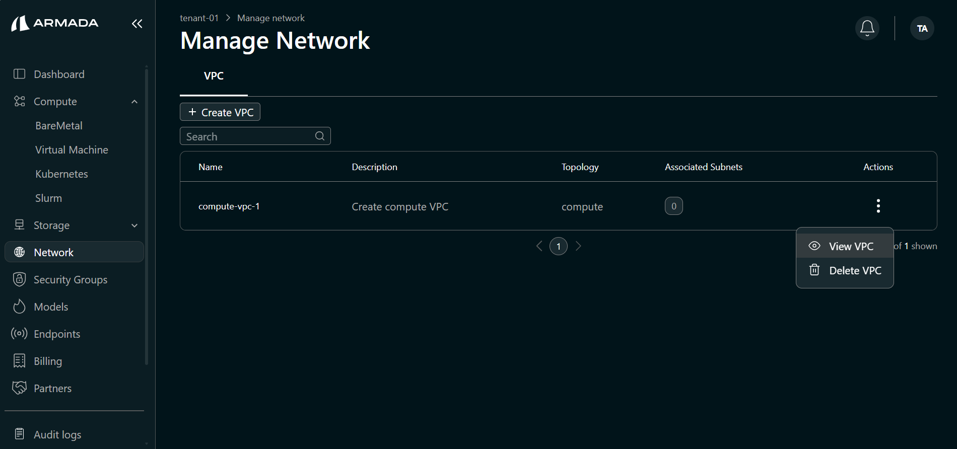 View Compute Subnet