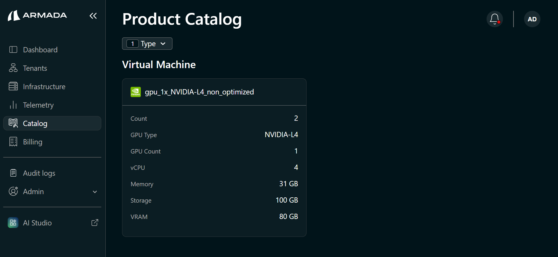 Catalog — Virtual Machines