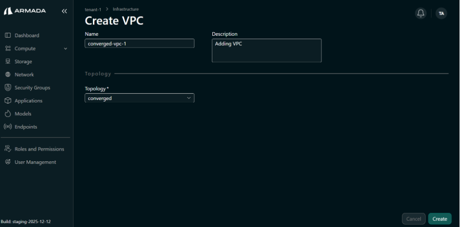 Create Converged VPC