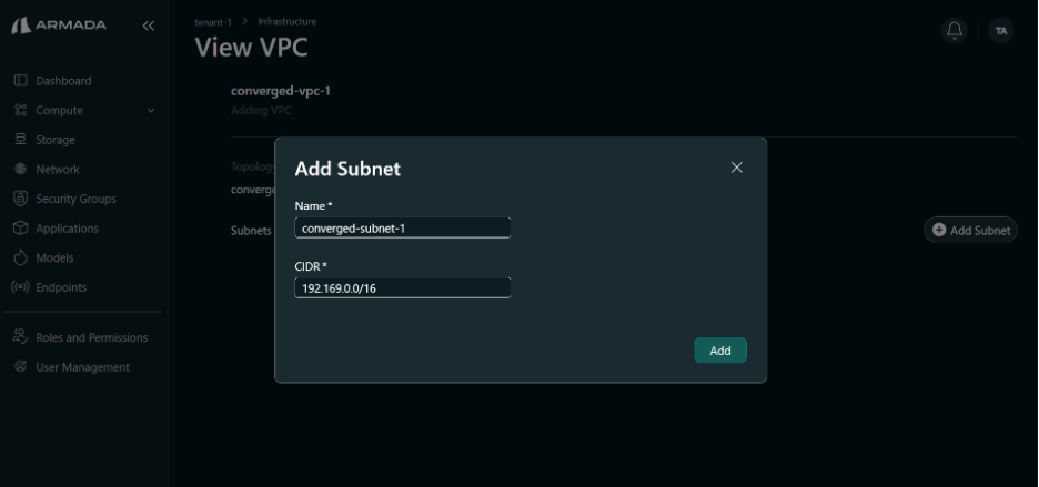 Add Converged Subnet
