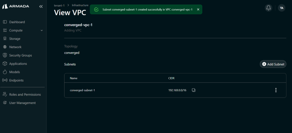 Converged Subnet Added